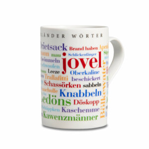 Der Kaffeebecher mit den Münsterländer Wörtern.