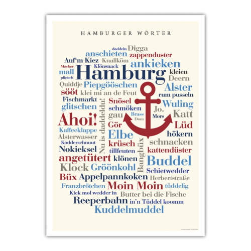 Poster mit den Hamburger Wörtern als Geschenk für echte Hanseaten.