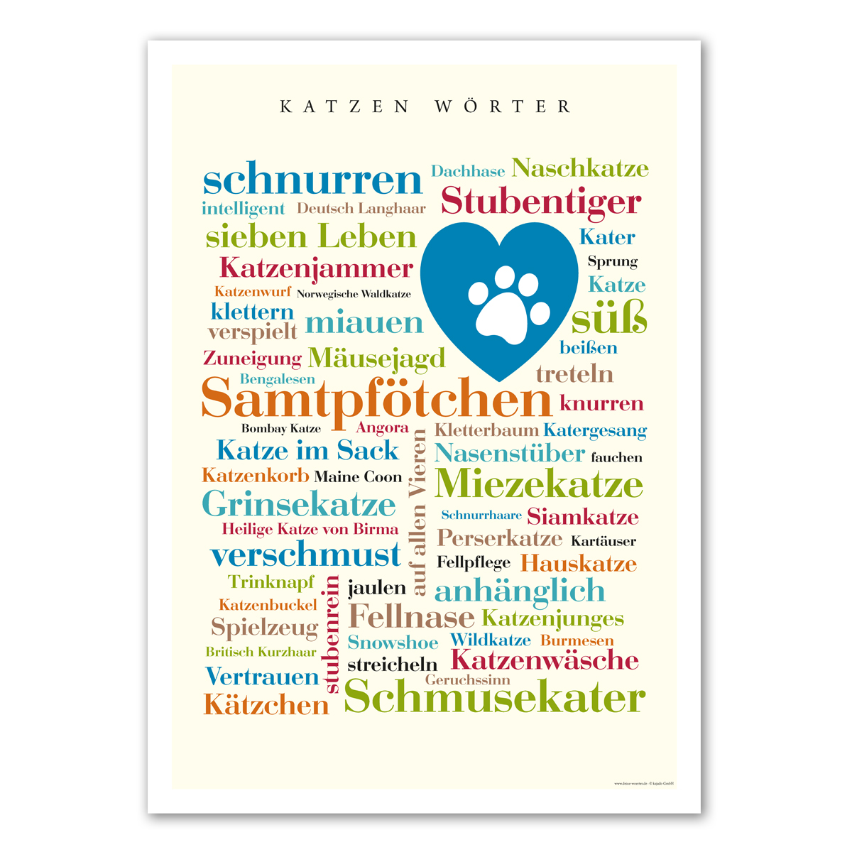 Poster Katzen Wörter - Wörter Geschenkideen