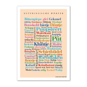 Die lustigsten, kreativsten und schönsten Alltagsworte aus Ostfriesland auf einem Poster vereint.