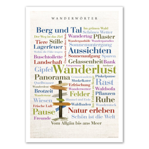 Das Poster mit den Wanderwörtern für Abenteurer.